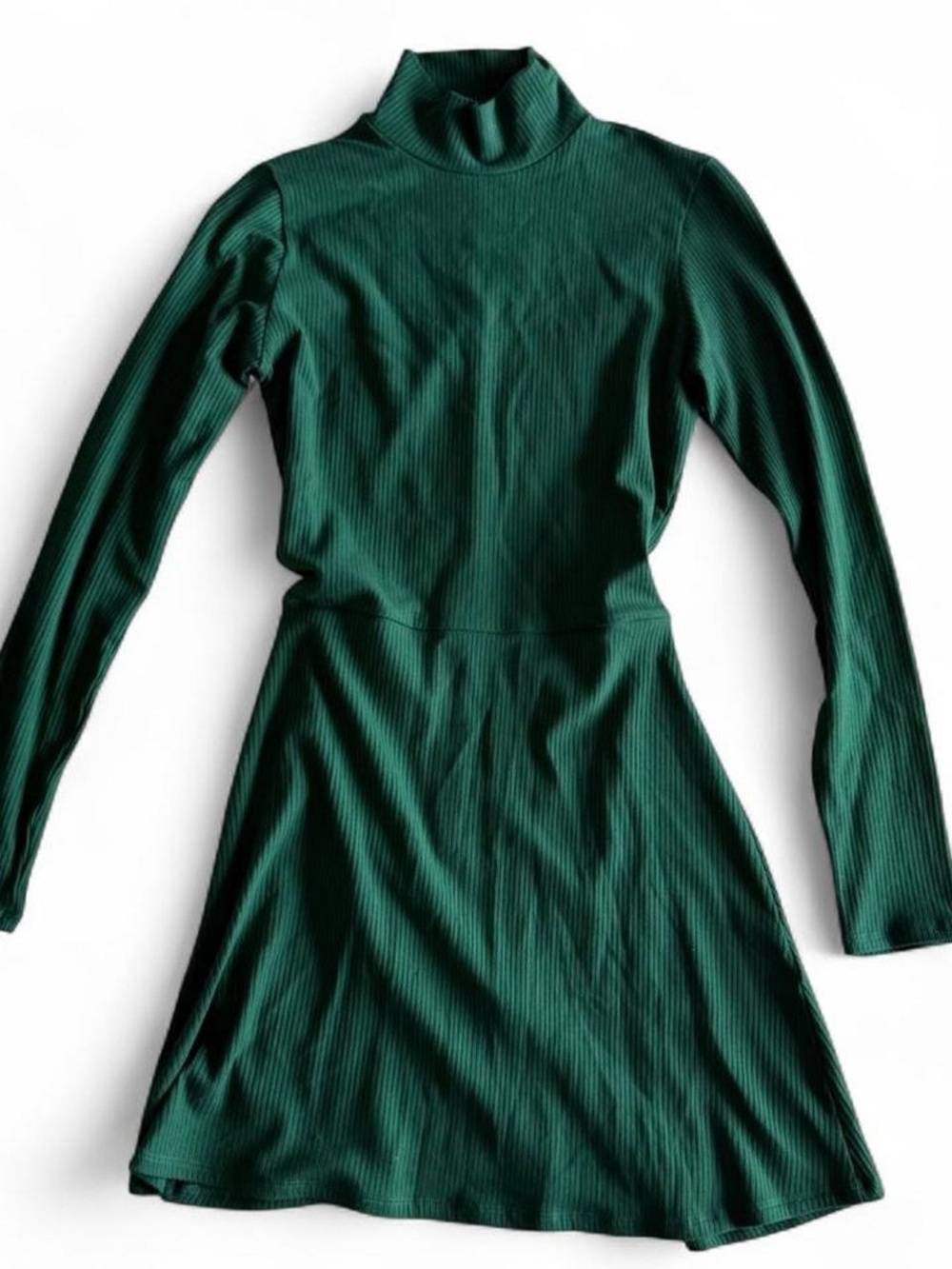 Reformation Jeans green knit long sleeve mock neck mini dress - preppy minimal
